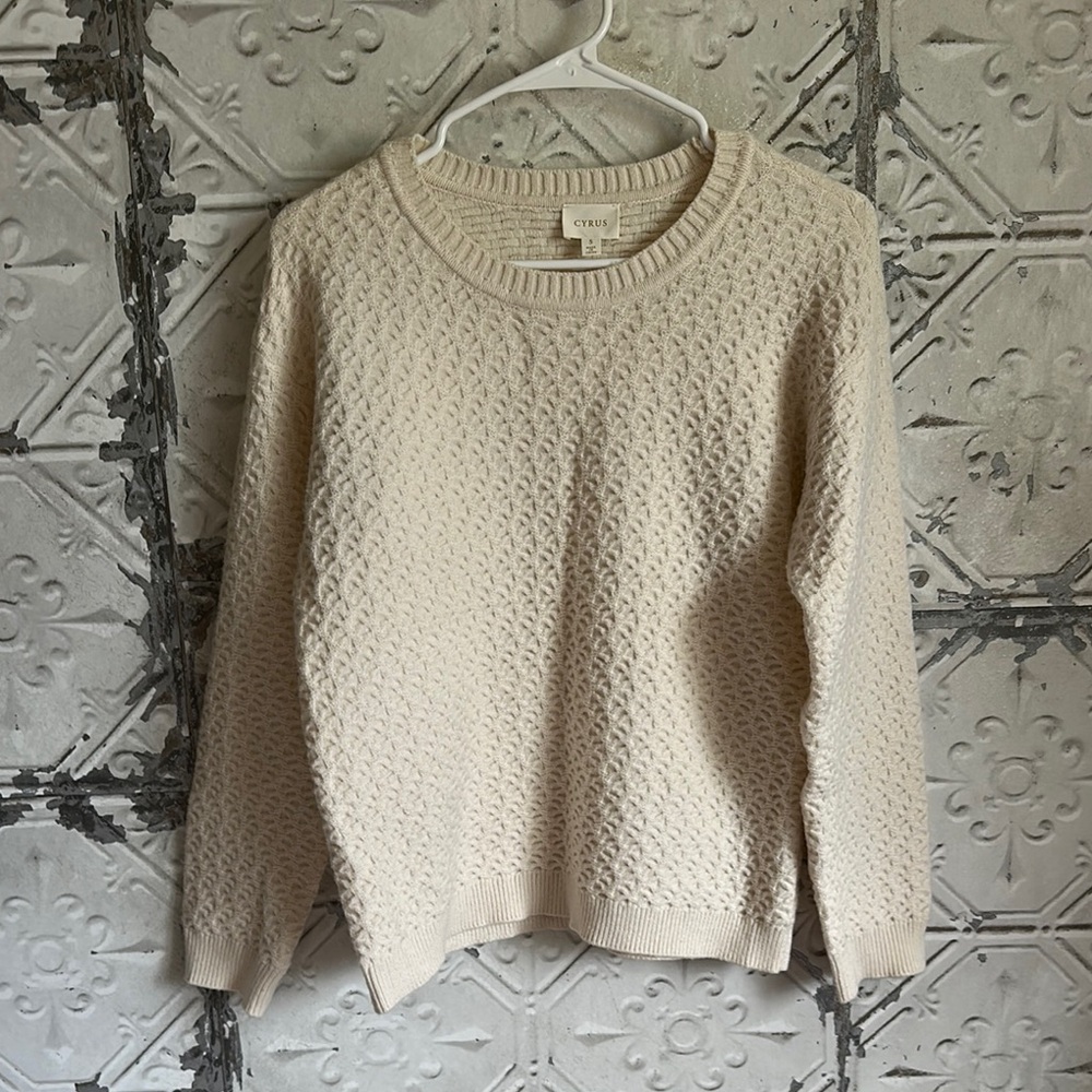 Cyrus Ivory textured Knit Sweater